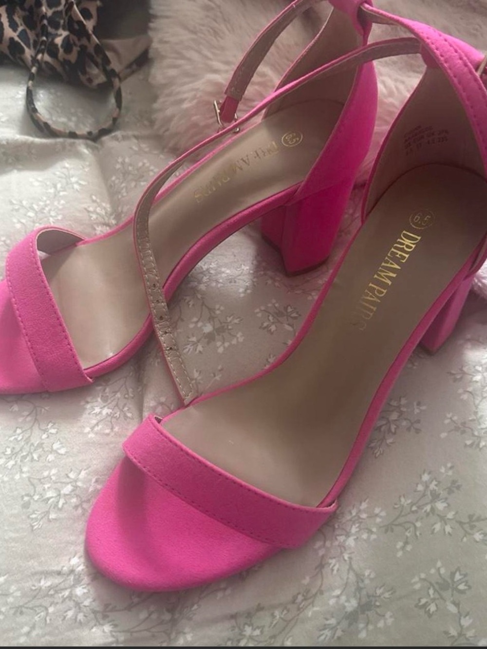 Pink Women's Block Heel Sandals - Brand: Unknown